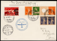 Switzerland 1939 with Zumstein S20 on Card with Opening of the National Exhibit Cancels