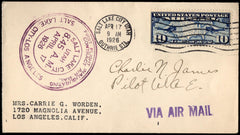 US 1926 1st Flight with C7 from Salt Lake City to LA Signed by Pilot, Charlie N James