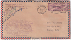 US 1930 Alamosa CO Airport Opening Cover with C12 Signed by Pilots H.T. Miller & Kit Carson III