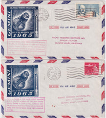 US 1965 Two California Rocket Mail Covers Honoring Landing of 1st US Gemini Mission