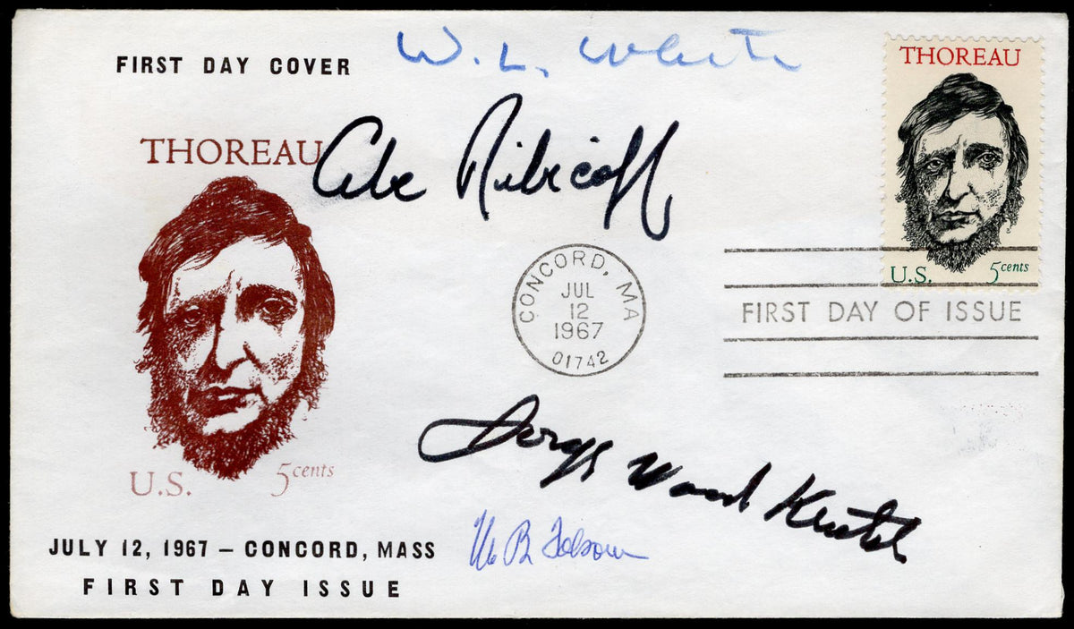 US 1967 #1327 Thoreau FDC Signed by Abe Ribicoff , US Senator From CT and Others