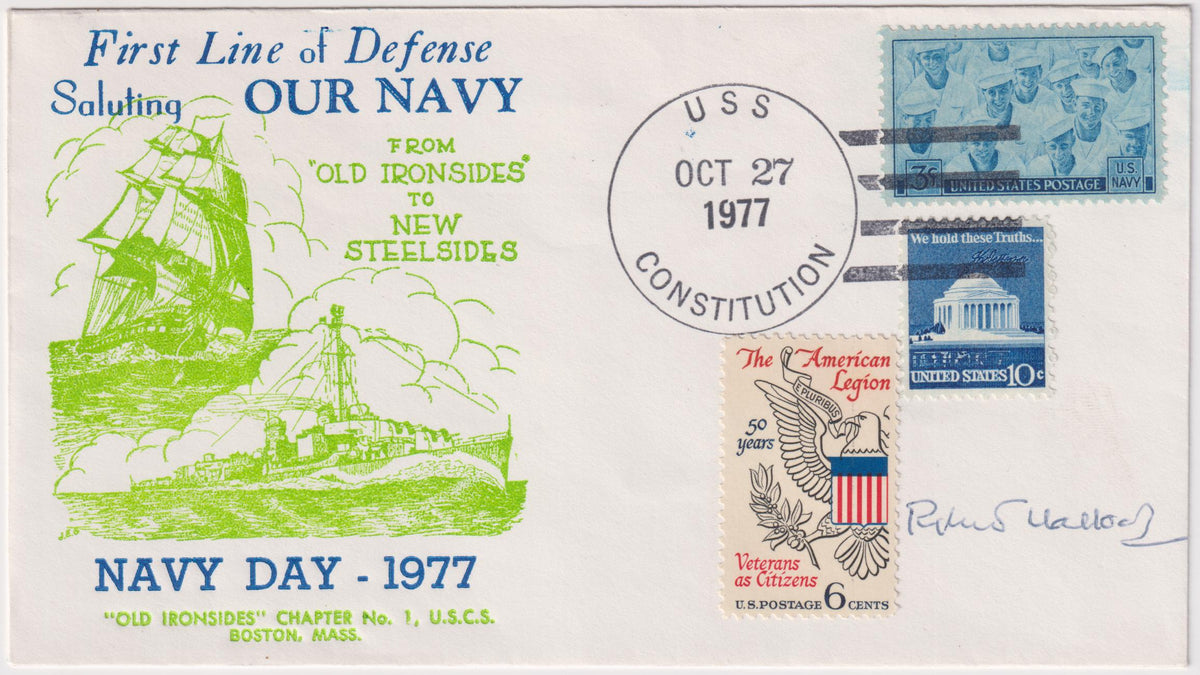 US 1369 + Navy Day Cover Signed by Designer. U.S.S. Constitution Cancel