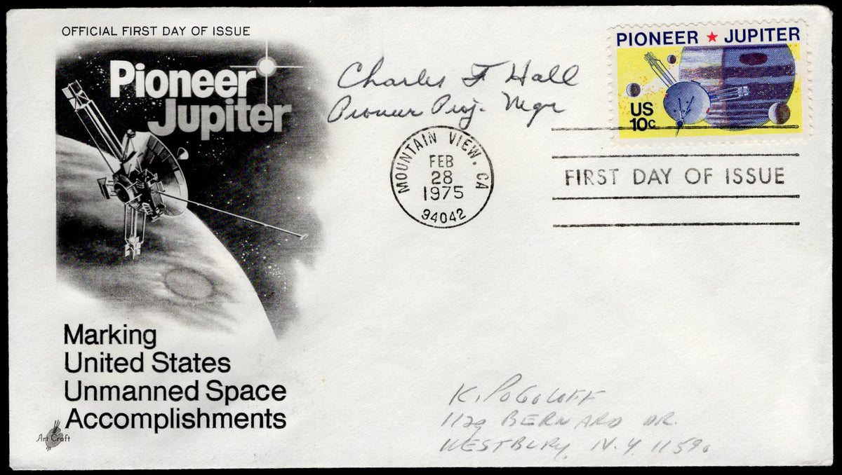 US 1975 #1556 FDC Signed by Charles J. Hall, Pioneer Project Manager