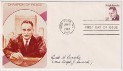 US 1860 FDC Signed by Ruth H. Bunche, wife of Ralph Bunche