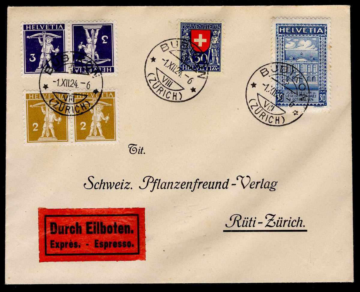 Switzerland 1924 #B32 FDC with #205  & Zumstein K5-6 Added