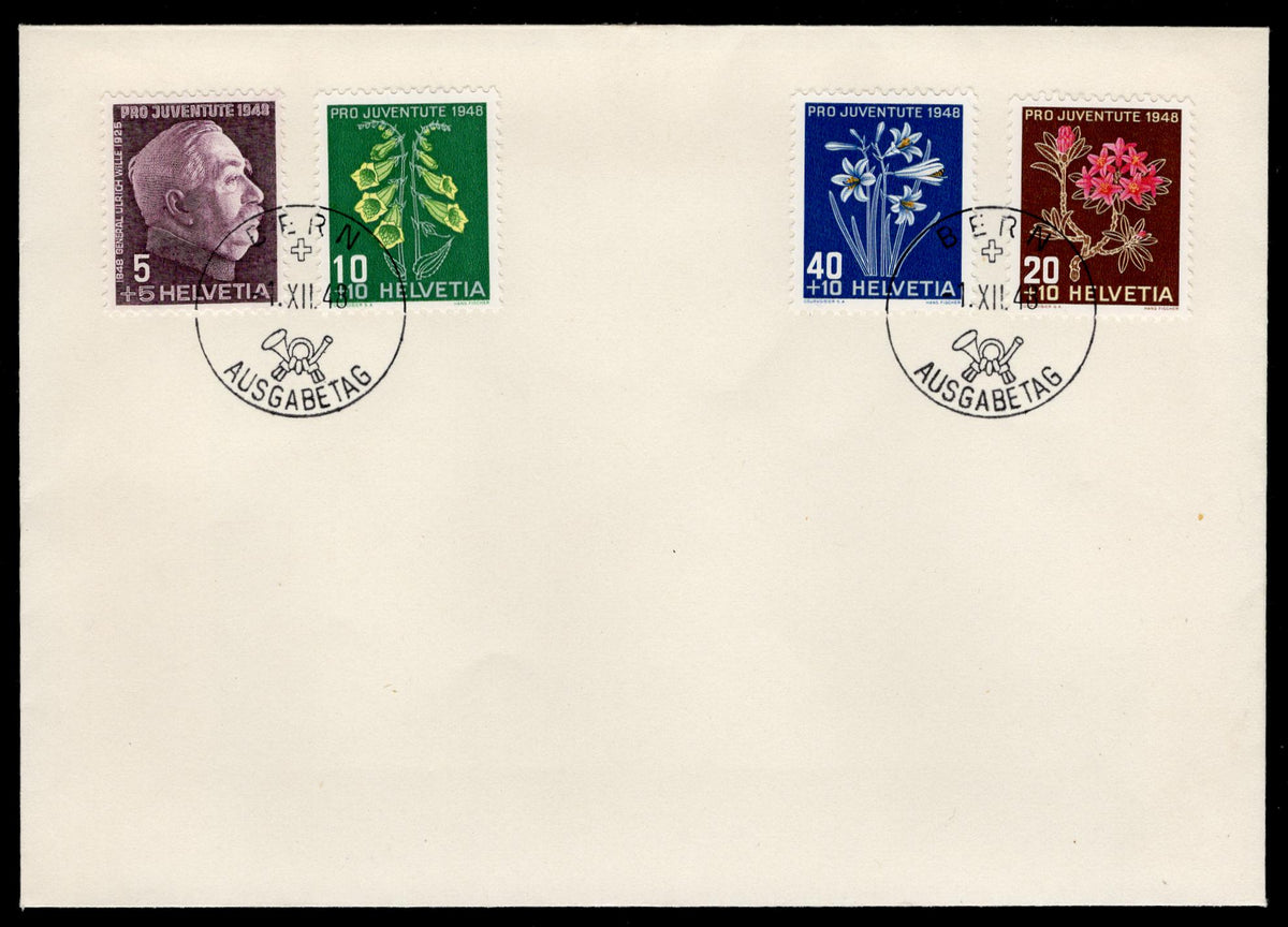 Switzerland 1948 #B179-82 FDC XF Unaddressed with German Cancels