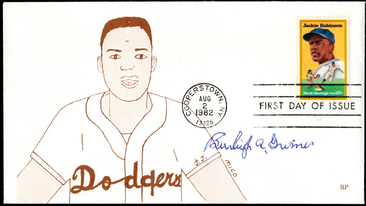 US 1982 #2016 FDC Signed by Burleigh Grimes, Baseball Hall of Fame
