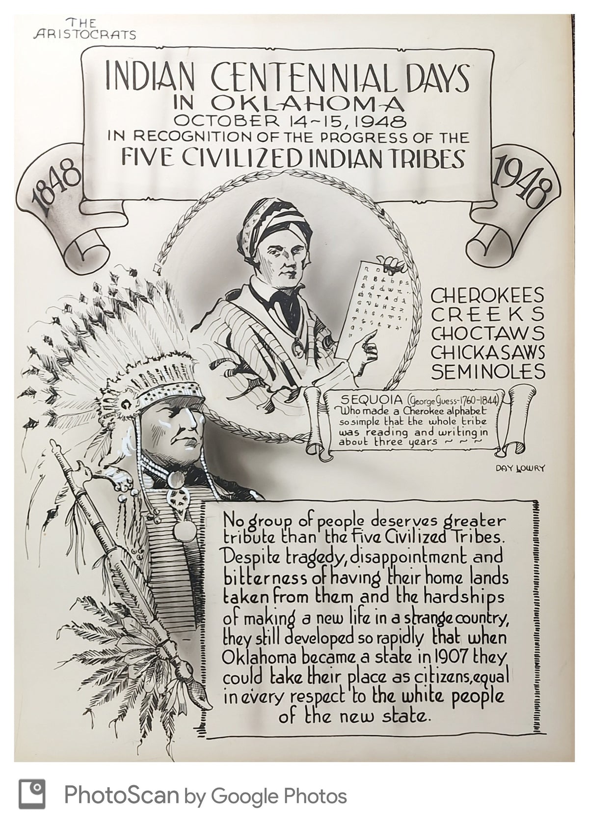 US The Aristocrat Artwork 1948 #972 Indian Centennial