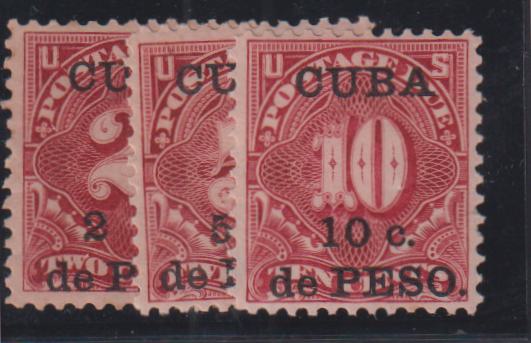 US Possessions - Cuba #J1-3 Hinged