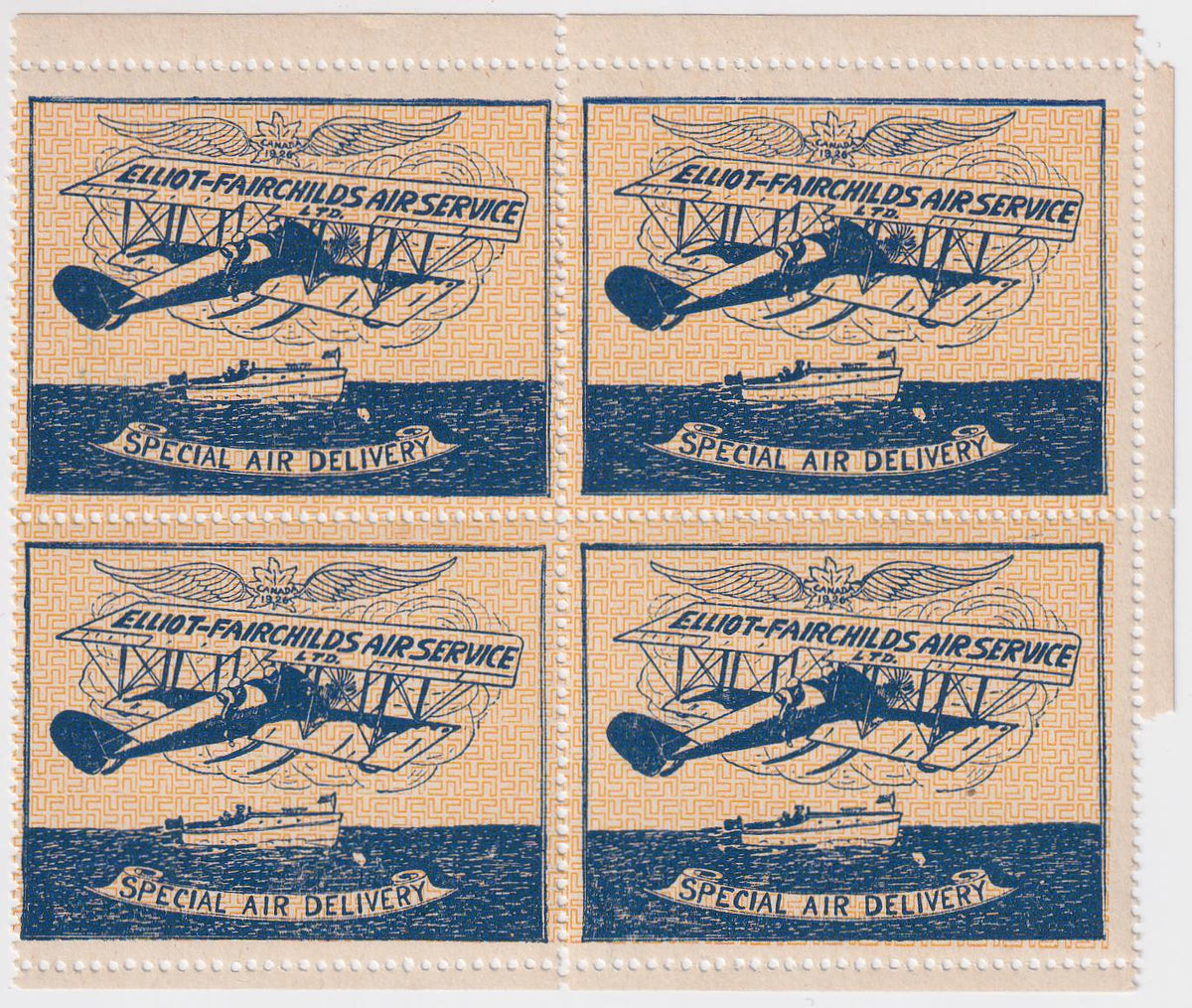 Canada 1926 CL9 Semi-Official Airmail VF NH Block of 4