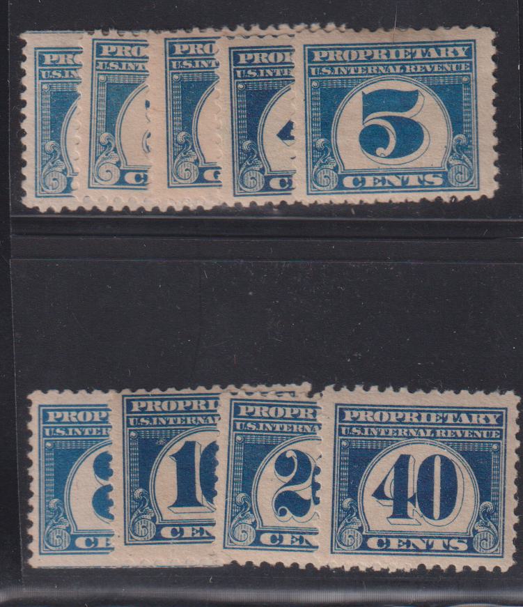 US Revenues #RB65-73 Mint\LH F - VF