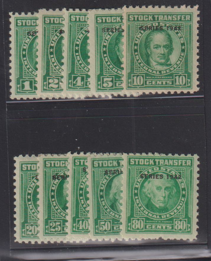 US Revenues #RD117-126 Mint\LH/NH F - VF