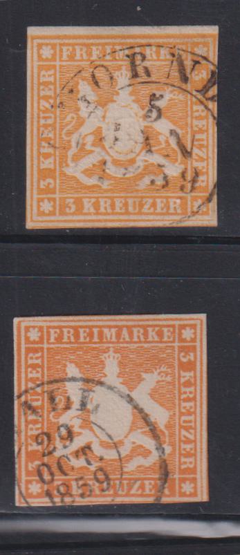 Germany - Wurtemberg #Mi7a,b Used F