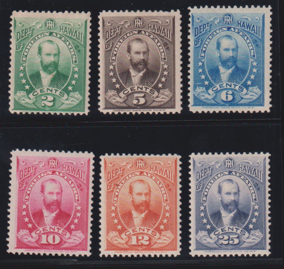 US Possessions - Hawaii #O1-6 Hinged F - VF