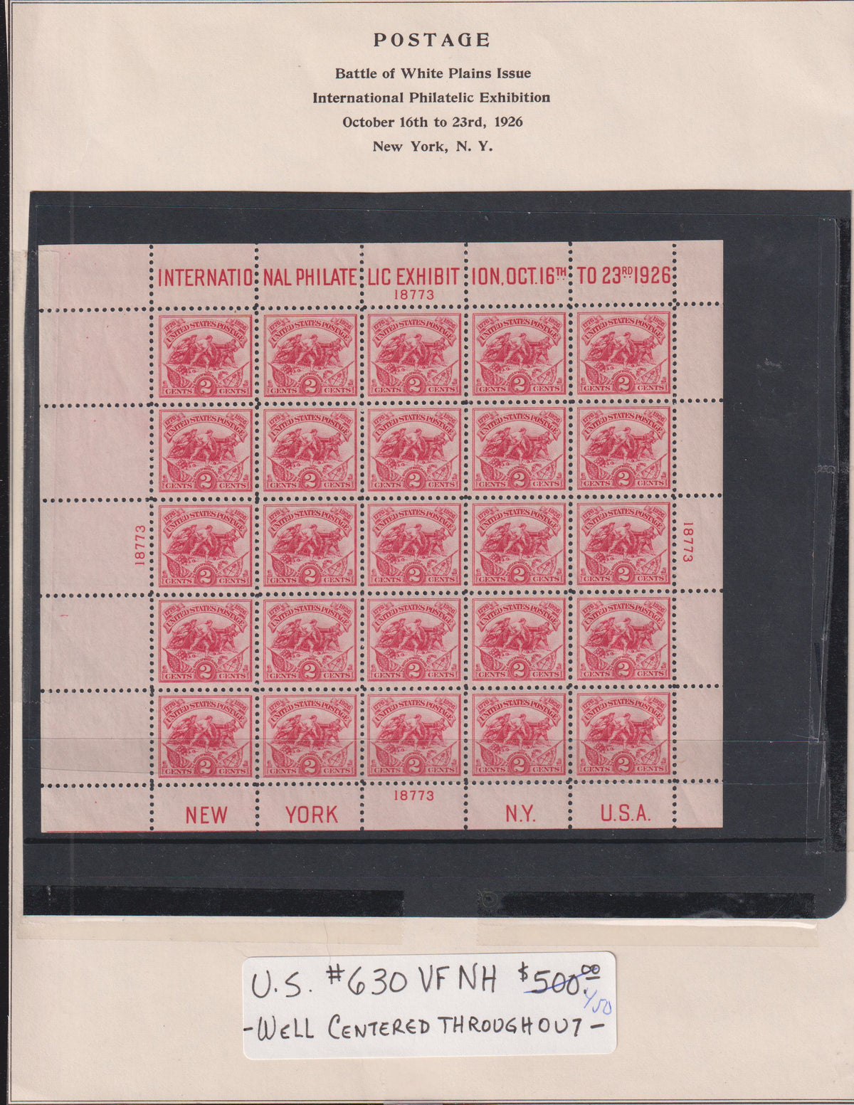 US Early Commemoratives #630 VF - XF