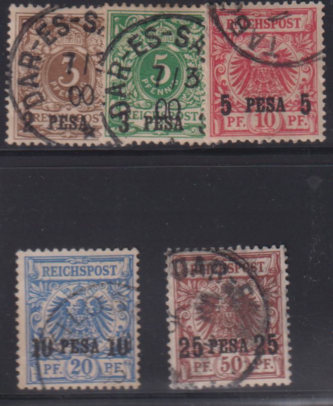 German Colonies - East Africa #1-5 Used F - VF