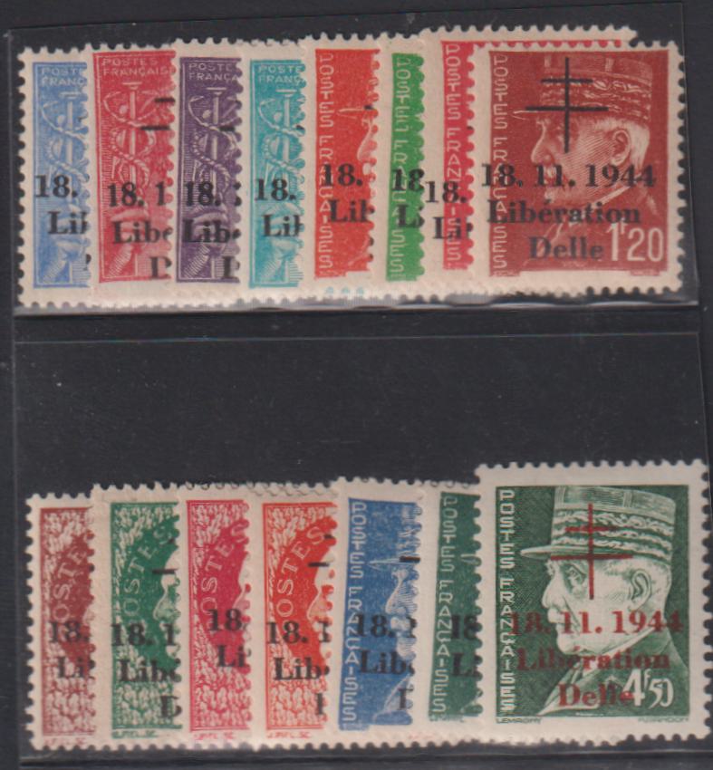 French Colonies and French Area - Delle Liberation Overprints #Yv 1-15 Mint\LH F - VF