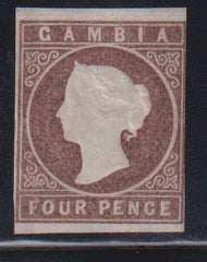 British Area A- M - Gambia #3 Mint\Hinged F