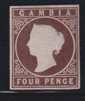 British Area A- M - Gambia #1 Mint\LH VF