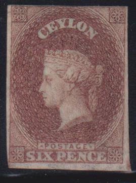 British Area A- M - Ceylon #6A Used F - VF