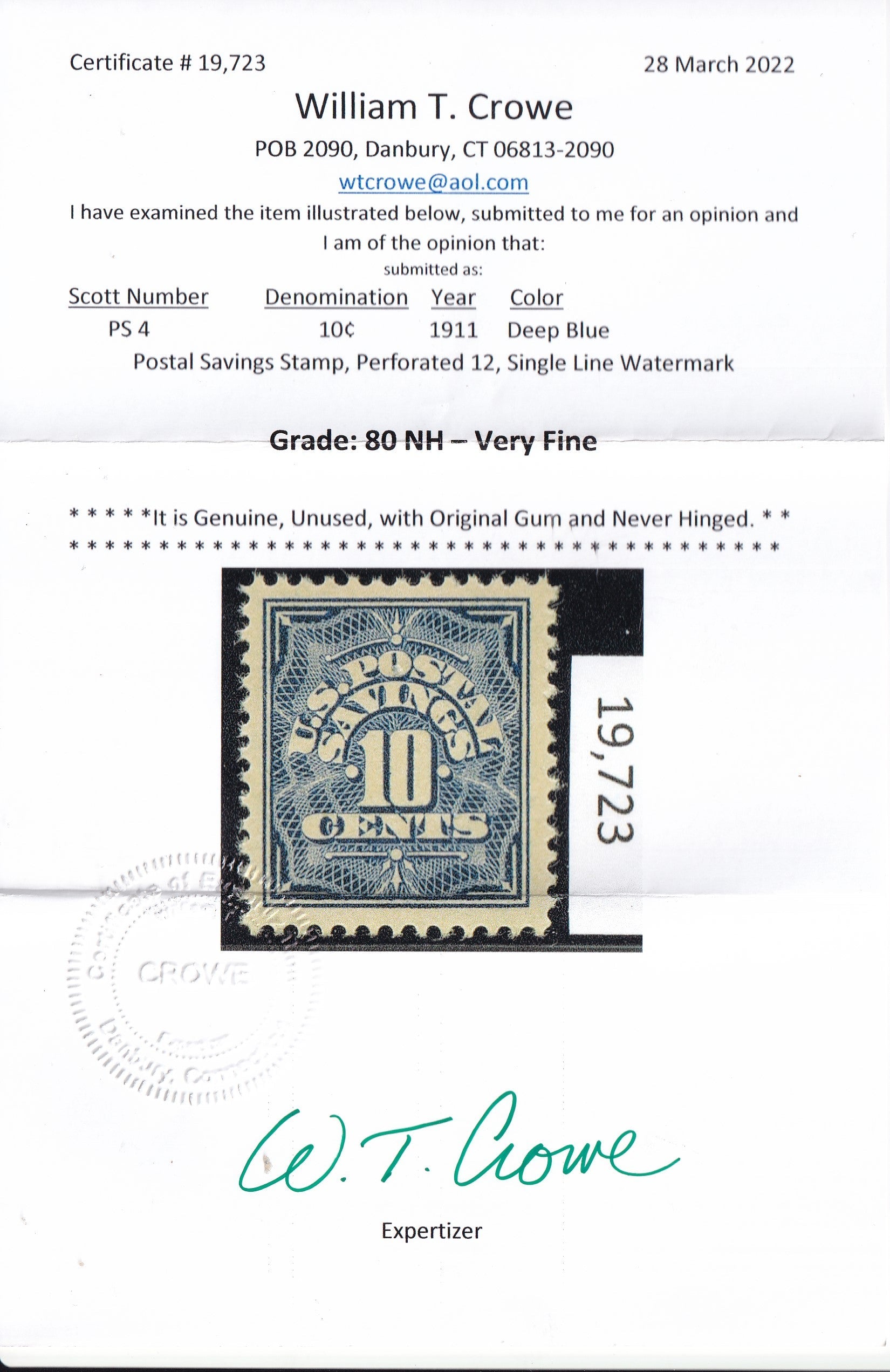 US Savings Stamps #PS4 Mint\NH