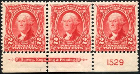 US 301 Bureau & Regular Issues NH Ave - Fine Imprint Plate # Strip of 3 - Bright Rich Color - cv $120