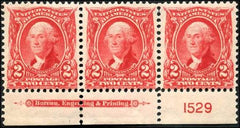 US 301 Bureau & Regular Issues NH Ave - Fine Imprint Plate # Strip of 3 - Bright Rich Color - cv $120