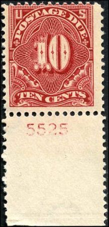 US J49 Postage Dues NH Ave Plate Number Single cv $360+