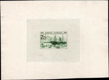 Algeria 130  Artist Die Proof, Ship, in Emerald Green