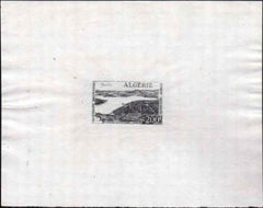 Algeria C12 1957 Artist Die Proof, Dam, Airplane, in Black