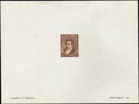 Argentina 23 1867-68 Artist Die Proof, Mariano Moreno