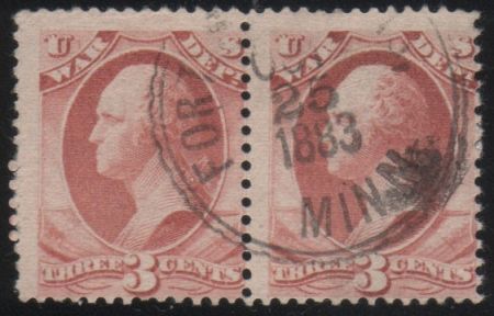 US O116 Officials Fancy Cancel Fine Used Pair Near Complete Double Rim Fort CDS