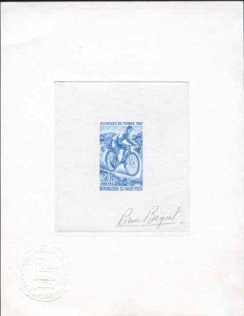 Burkina Faso 180 Artist Die Proof, Mailman on Bicycle