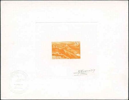 Central Africa 112 Artist Die Proof in Orange, River Boat