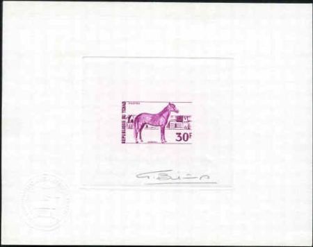 Chad 272 Artist Die Proof in Magenta, Horse