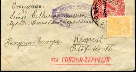 Brazil 1931 South America Zeppelin flightl cover to Hungary