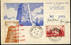 France 1938 Haudroy 20th Anniversary postal card