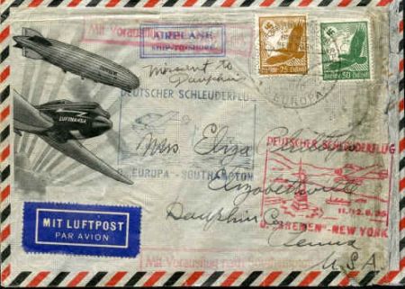 Germany 1935 Catapult flight cover from SS Bremen and Europa sent to New York