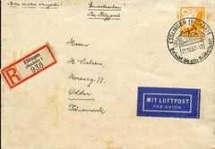 Germany 1937 Registered cover from Esslingen sent airmail to Denmark
