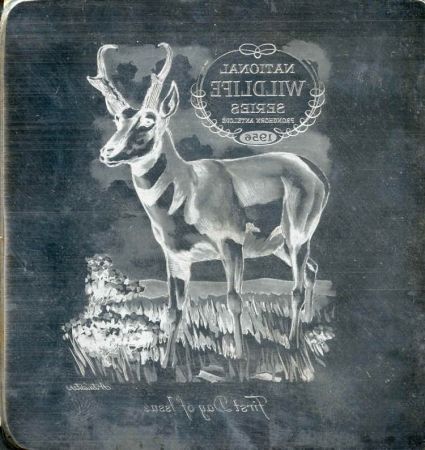 US Artmaster Scott 1078 1956 Wildlife Conservation, Pronghorn Antelope - Plate
