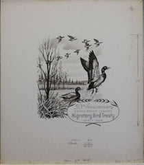 US Artmaster Scott 1306 1966 Migratory Birds, Canada-U.S. Border - Artwork