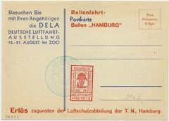 Germany 1933 Balloon PC from Hamburg Air Show, plate error