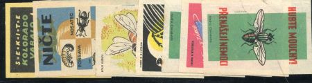 Czecholovakia 1950 6 Insect Labels