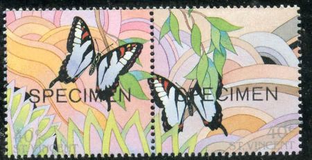 St Vincent 1990 Butterfly pair, Specimen ovpt.