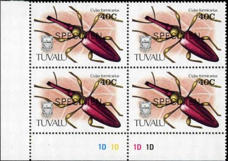 Tuvalu 1991 566 - 569 Blocks with "Specimen" ovpt.