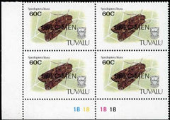 Tuvalu 1991 566 - 569 Blocks with "Specimen" ovpt.