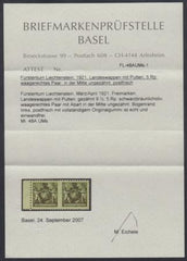 Liechtenstein 57a Imperf Pair - Cert