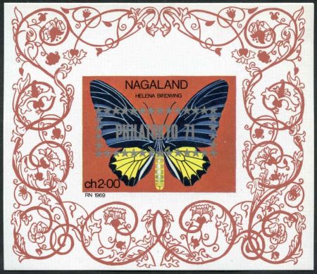 Nagaland 1971  Butterfly NH S/S "Philatokyo"