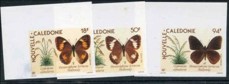 New Caledonia 1990 626 - 628 VF NH butterfly Corner Margin Imperf