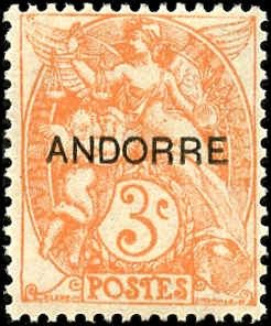 French Andorra F - VF NH 1 - 3 P1 1931 1st issue